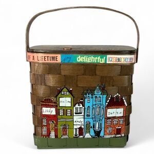 Vintage Signed Caro Nan Woven Handpainted 1978 Penny Basket Purse Cottagecore